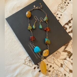 Silpada Turquoise, Jasper and Amber Necklace and earrings